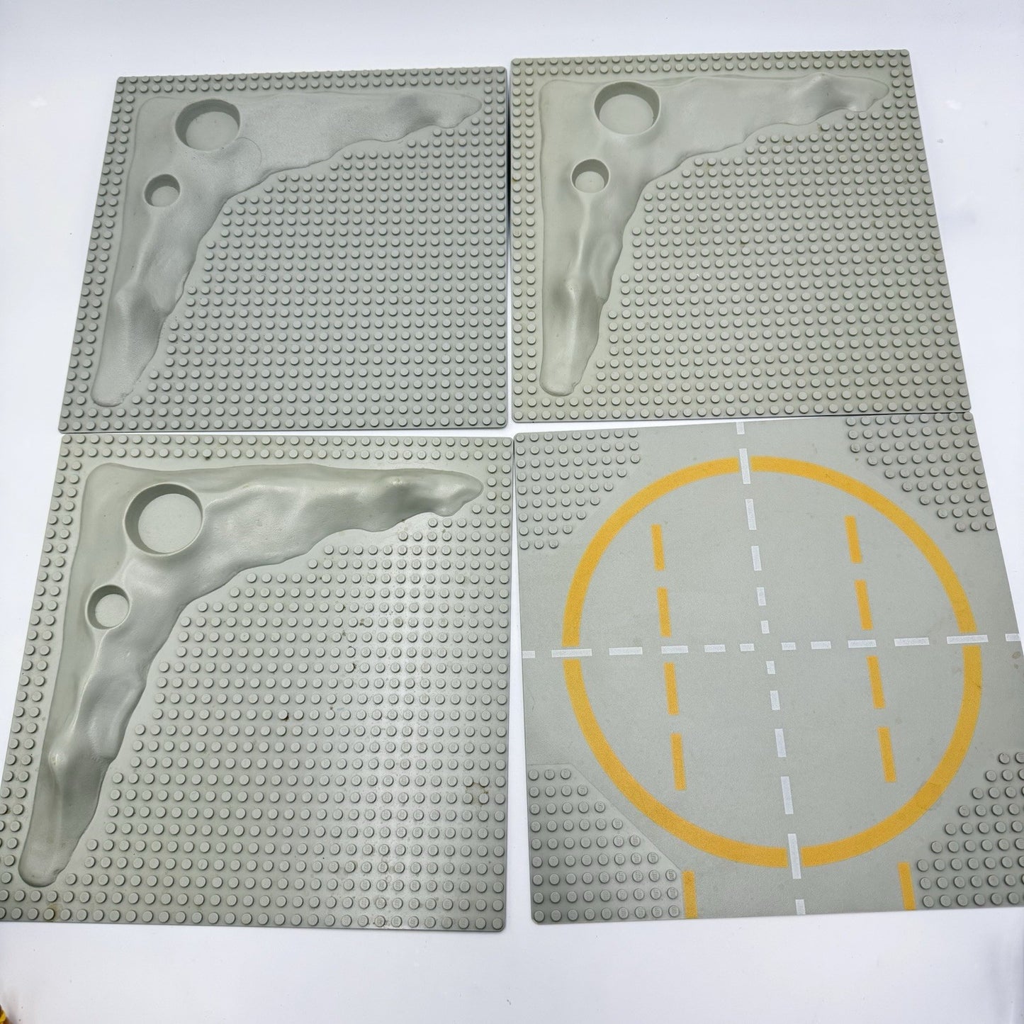 LEGO Lunar Moon Crater Plate Baseplate Raised 9.5”x9.5 Vintage 4 PCs