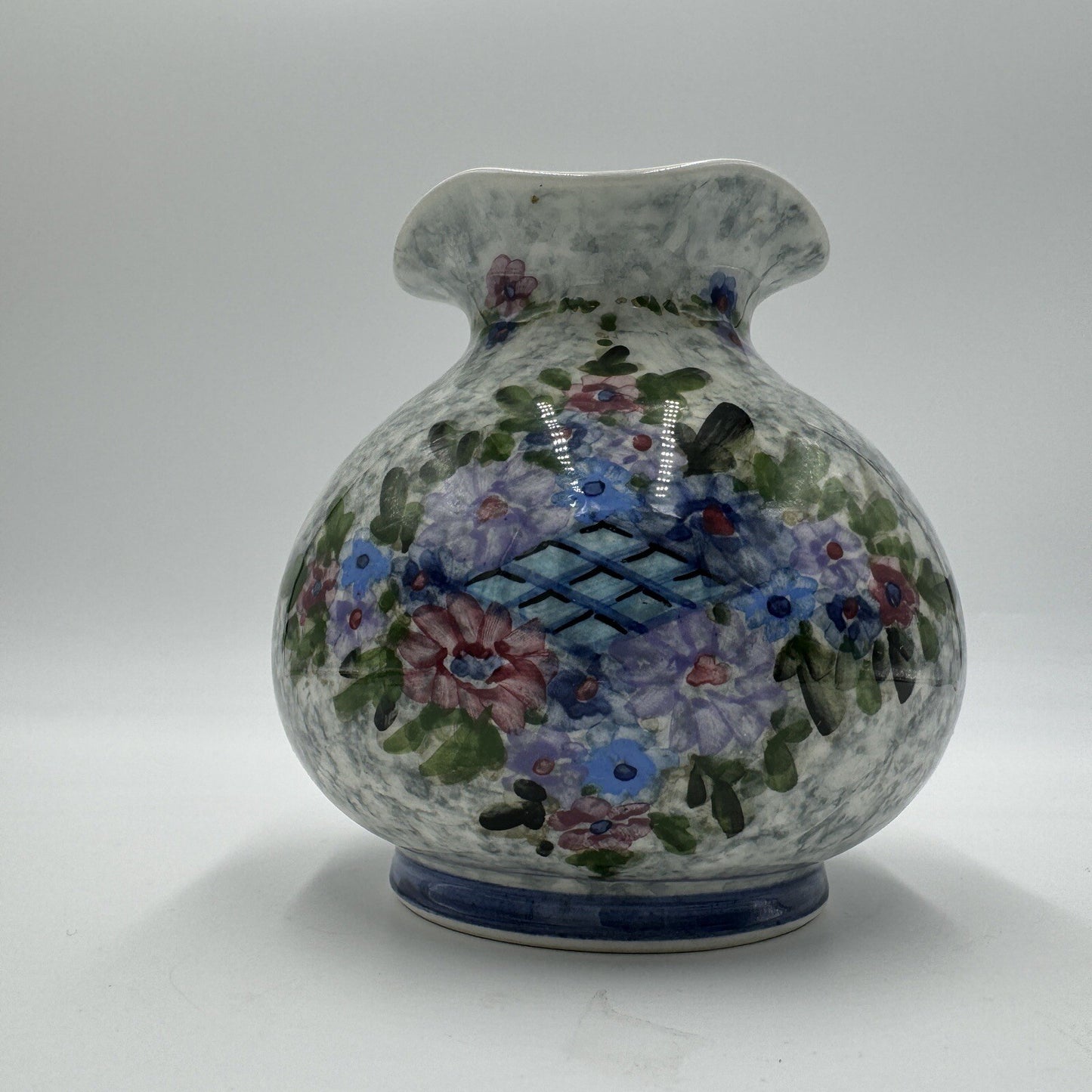 Tanagrea Studio Pottery Greece Floral Hand Painted Vase #379 5.5in H Vintage