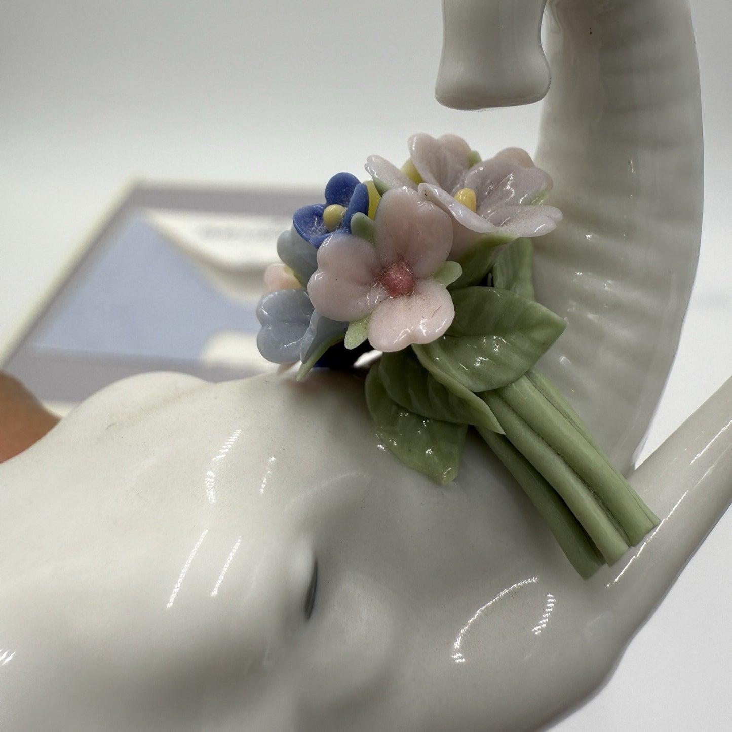 Lladro Spain Lucky’s Call Elephant #6461 Porcelain MINT W/Box Figurine Floral 5”