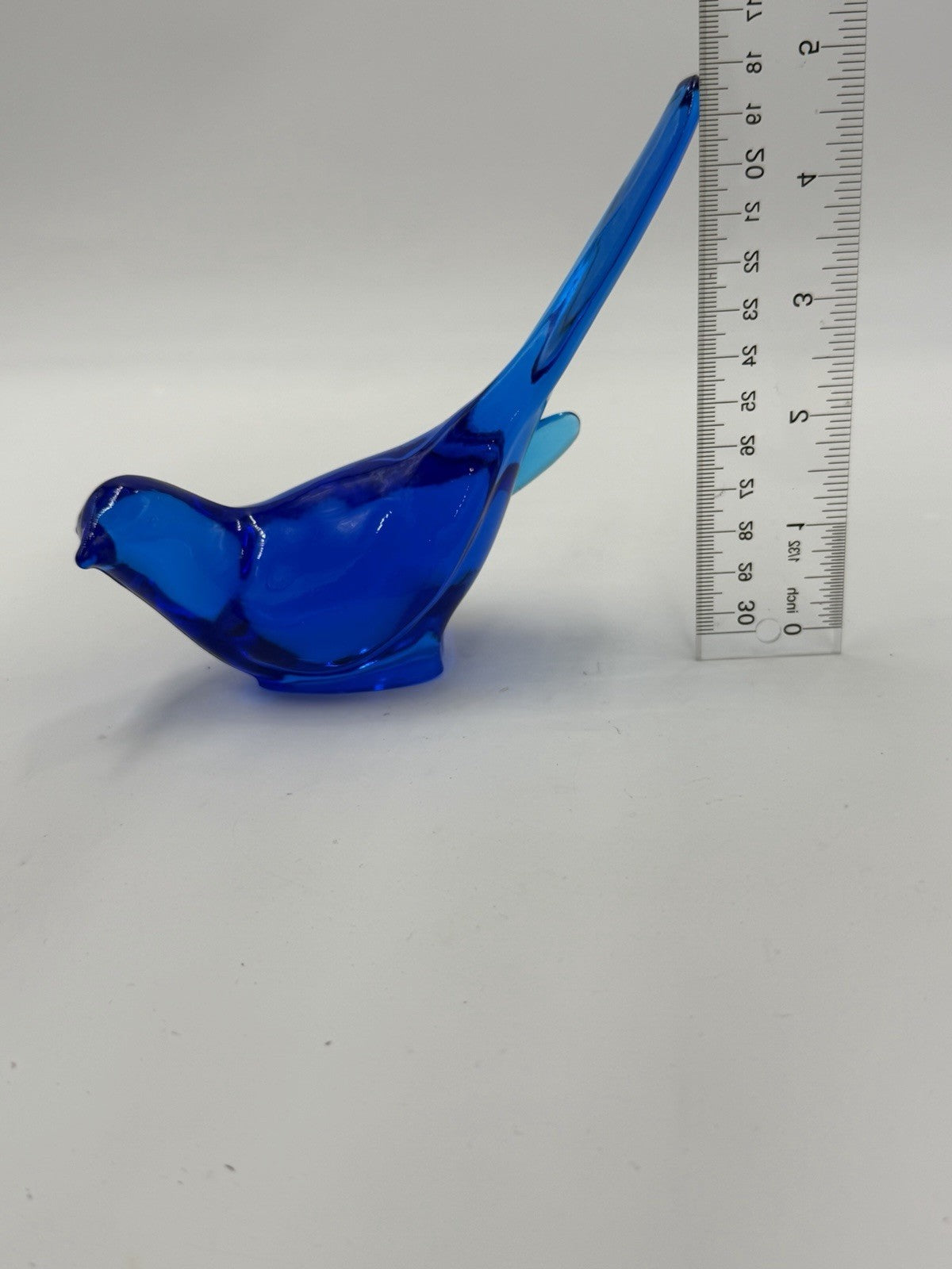 Vintage Fenton Cobalt Blue Art Glass Long Tail Bird of Happiness 5”x7” Figurine