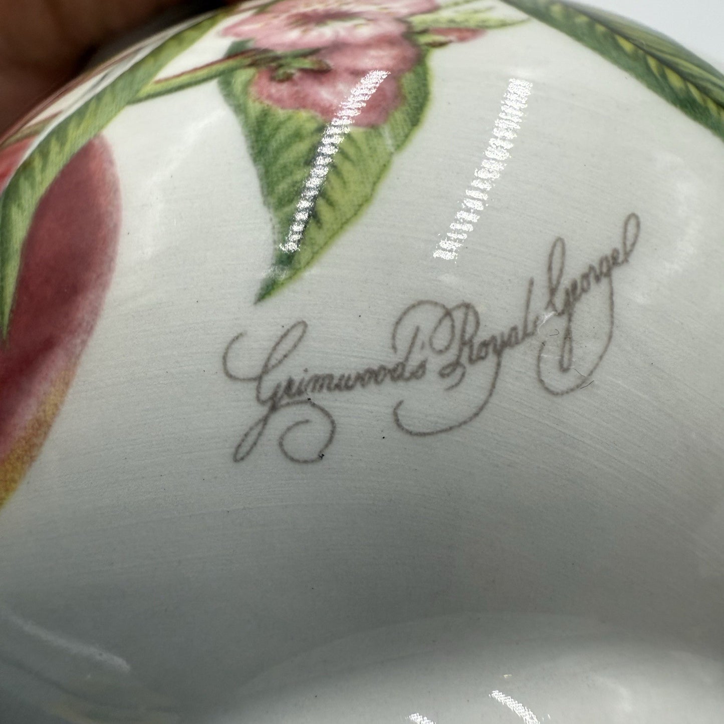 Vintage Portmeirion Pomona English China Creamer & Sugar Bowl Set Floral Fruit