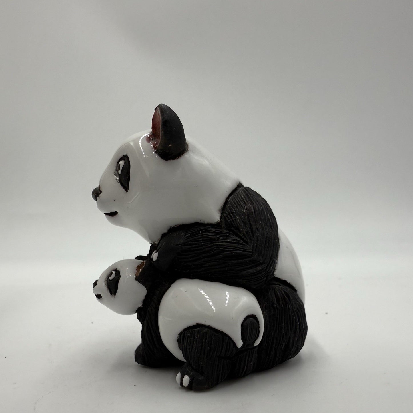 Vintage LEPS Peru Pottery Rinconada Panda Mama Bear & Cub Figurine
