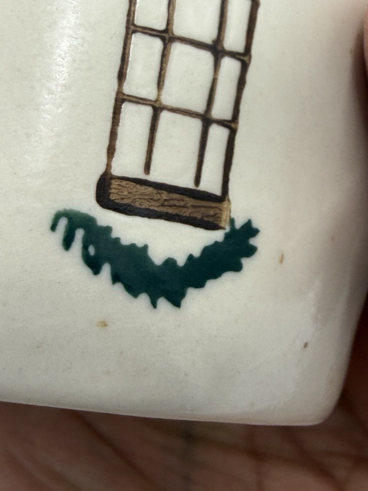 Anthropologie Cozy Home Red Village Rooftop Lid Christmas Coffee Tea Mug Rare