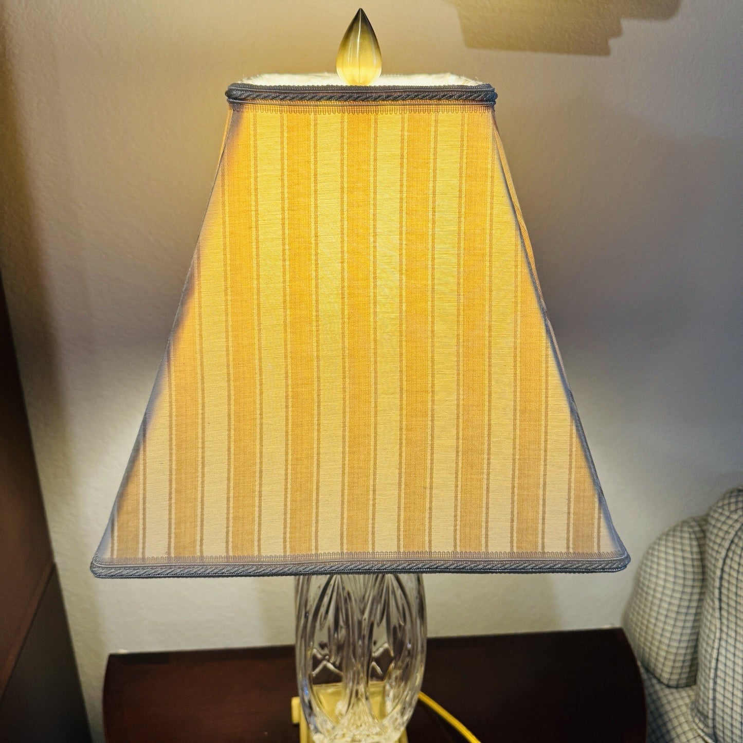 Waterford Finn Versailles Crystal Table Lamp w/Brass Base 26in Original Shades