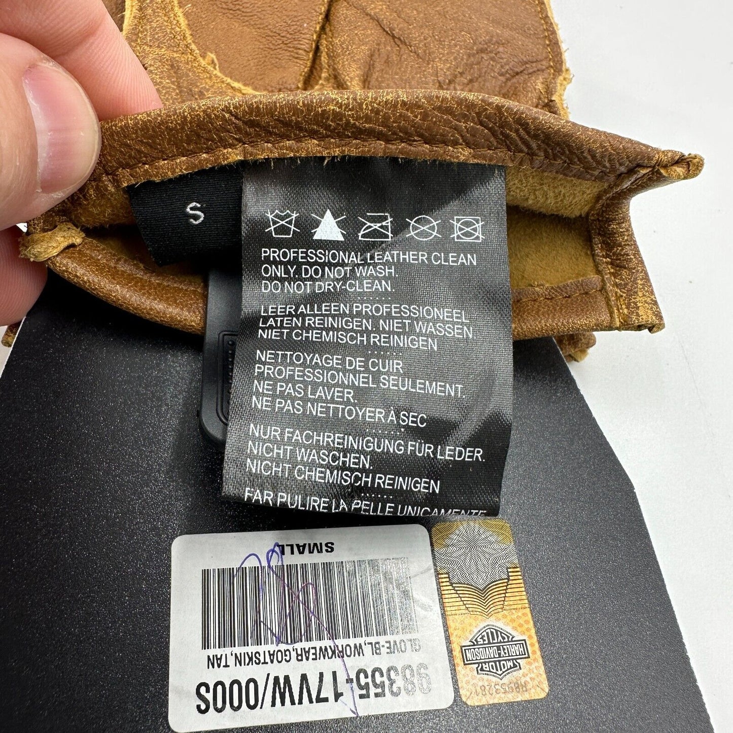 Harley-Davidson Women's Skin Gloves Work-Wear Inspired Goat Tan 98355-17VW Tag