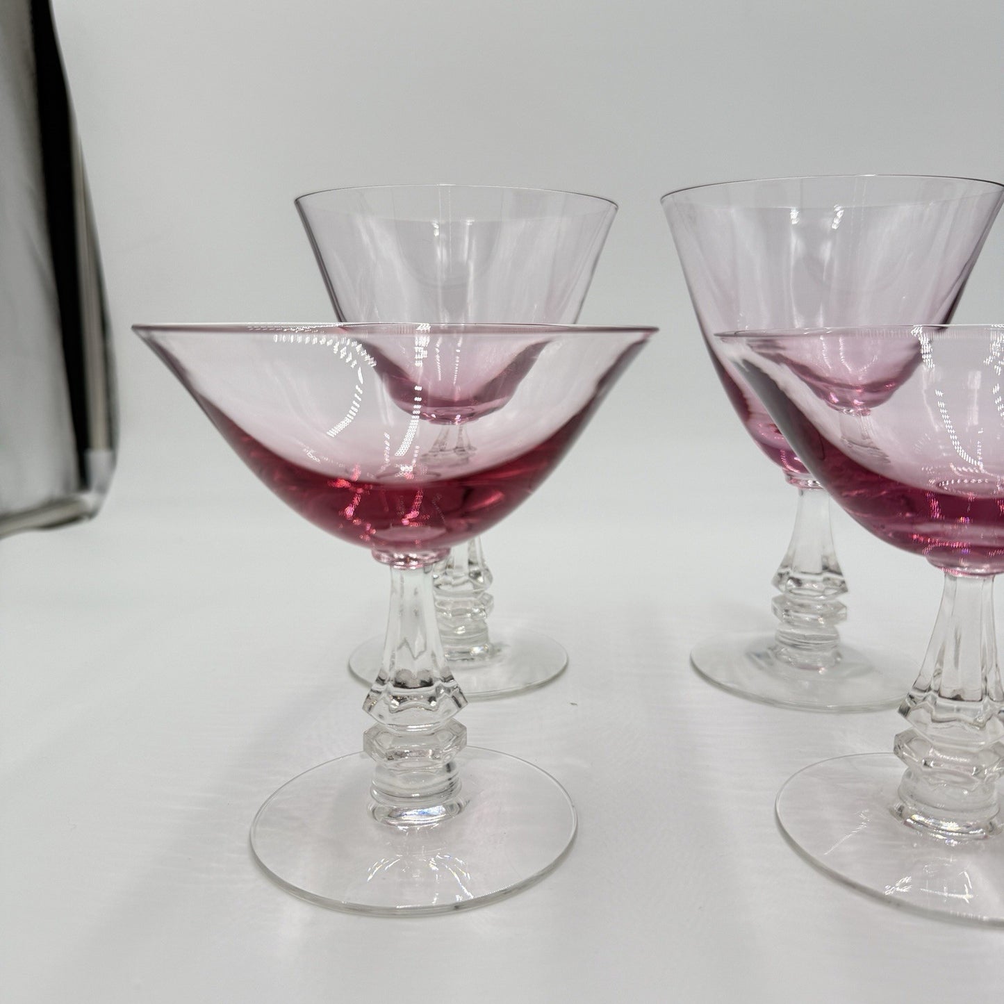 TIFFIN FRANCISCAN WISTARIA PINK 3 MARTINI SHERBET 3 Wine Glasses Set