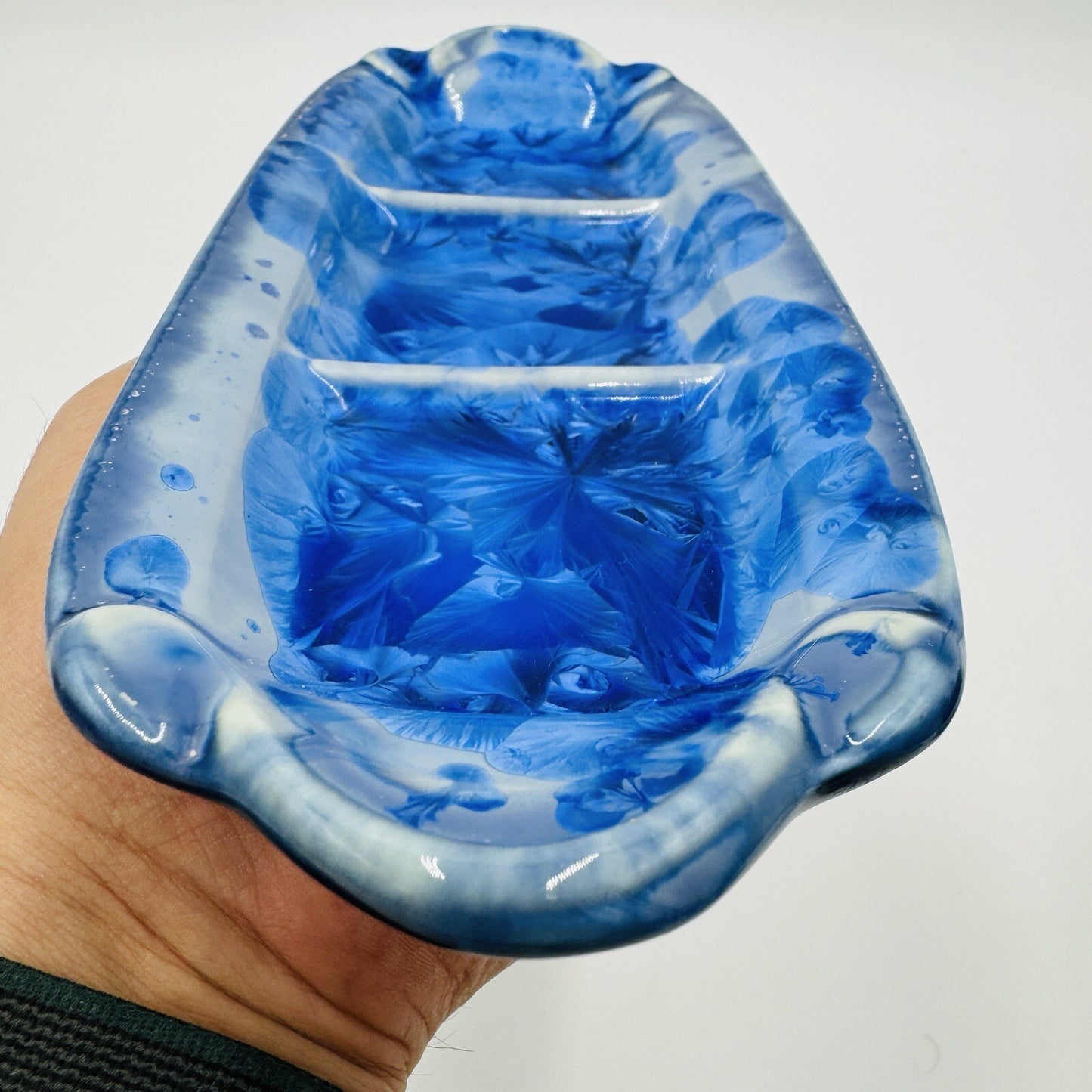Studio Edgecomb Rectangle Divided Tray Potters Pottery Crystalline 11in x 4in