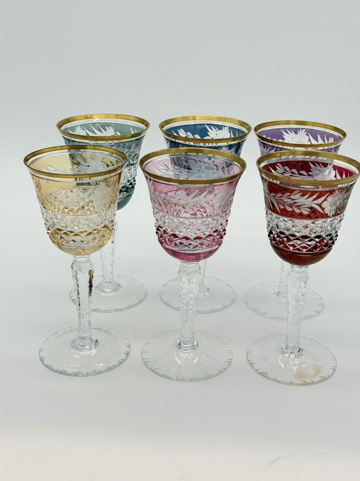 Ebeling & Reuss Marchioness 6”H Claret Wine Goblets Multicolor 6 PCs Crystal