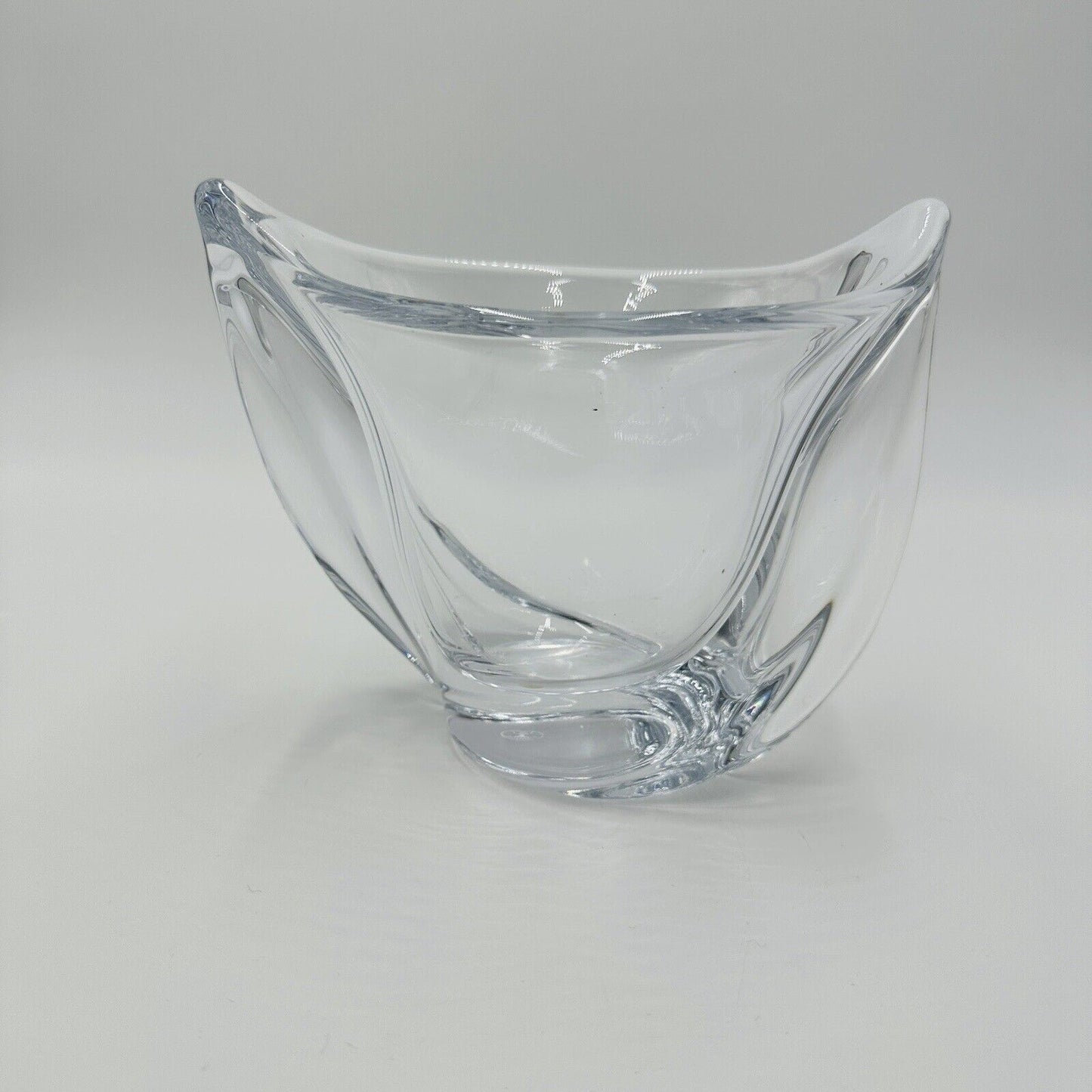 French Crystal Art Glass Twist Vase 6in H Marked Vintage Clear Decor Home MCM