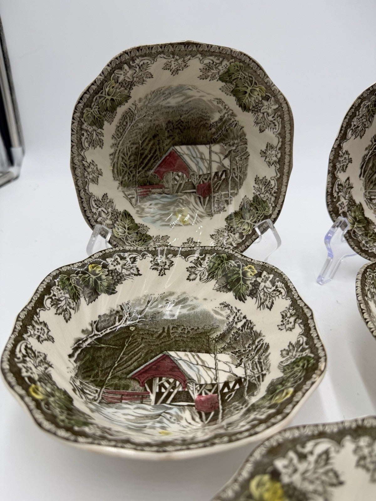 Vintage Johnson Bros The Friendly Village Porcelain English Bowls Set 5 Bridge