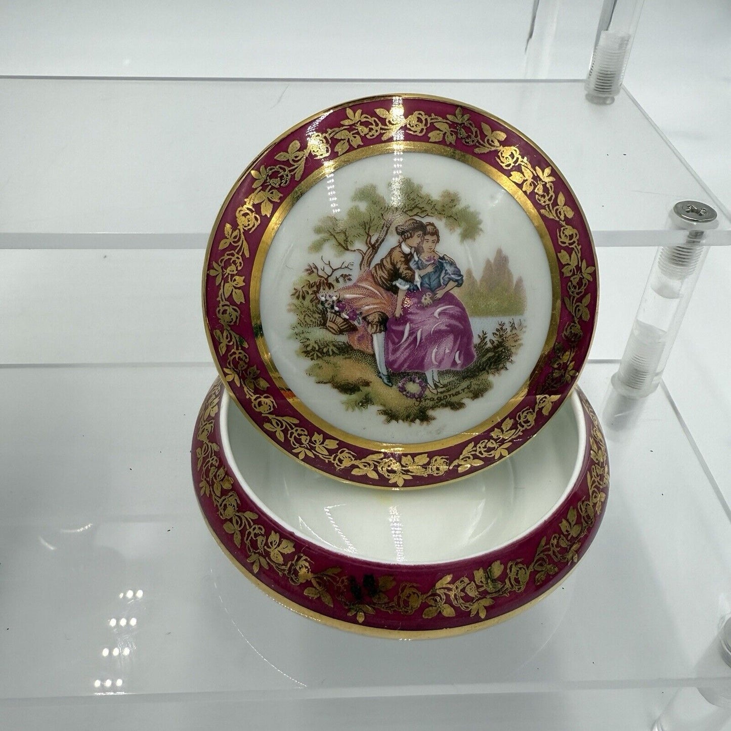 Vintage Limoges France Porcelain Courting Couple Portrait Victorian Vases Lot