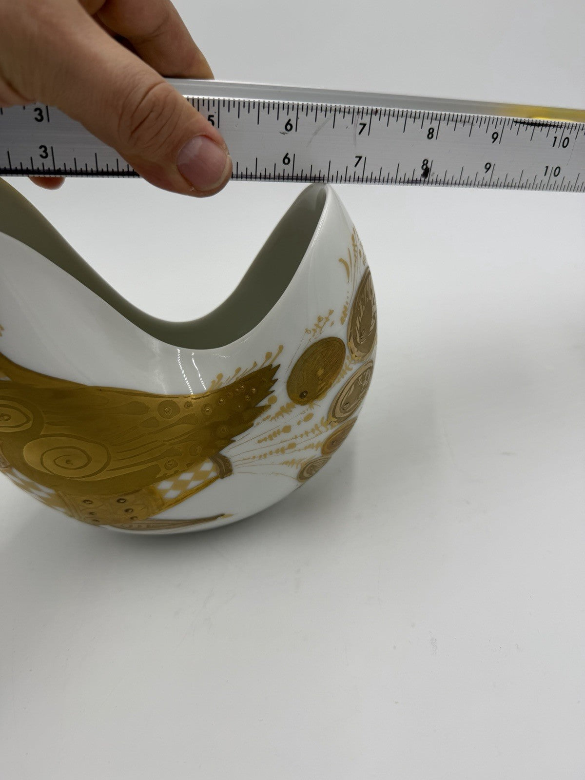 Bjorn Wiinblad Rosenthal Germany Vase Pheasant Quail White Gold Quatre Couleurs