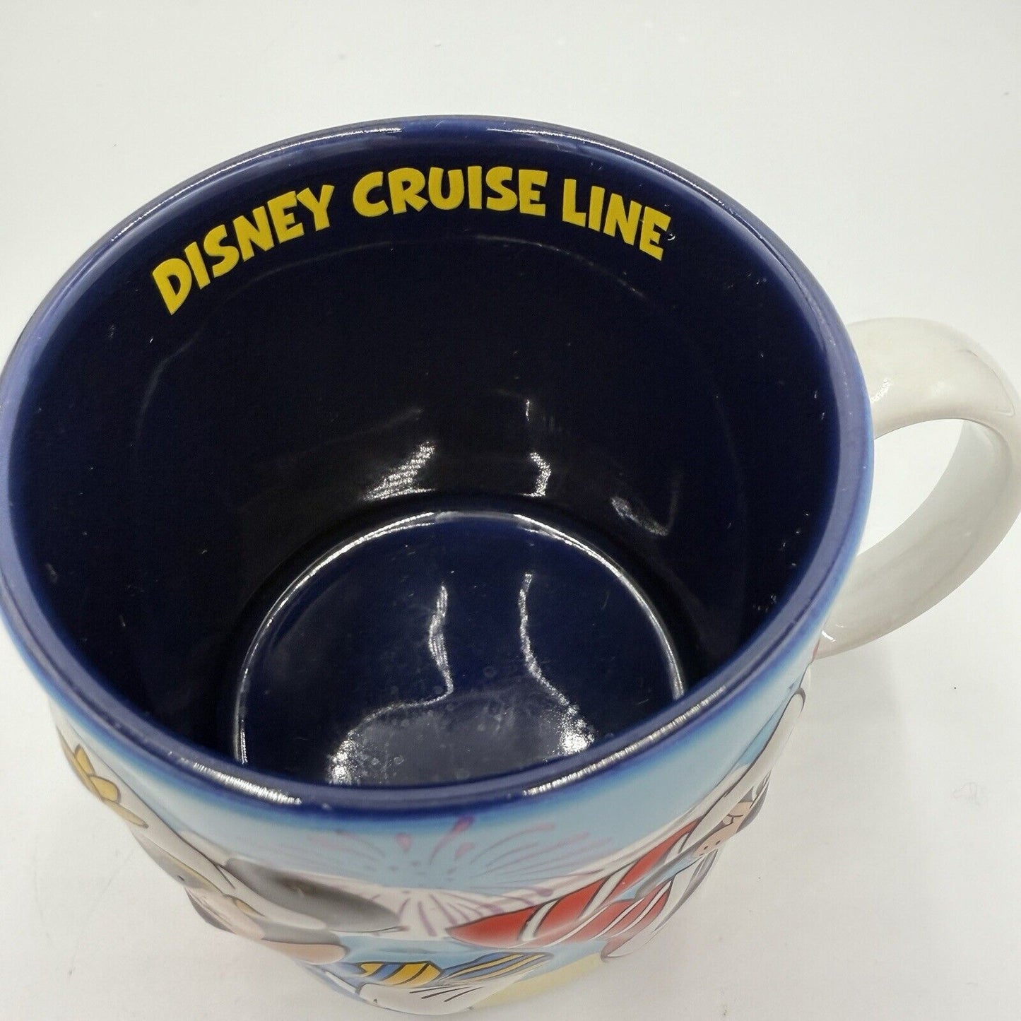 Disney Cruise Line Raised 3D Embossed Ceramic Mug Mickey Minnie Goofy