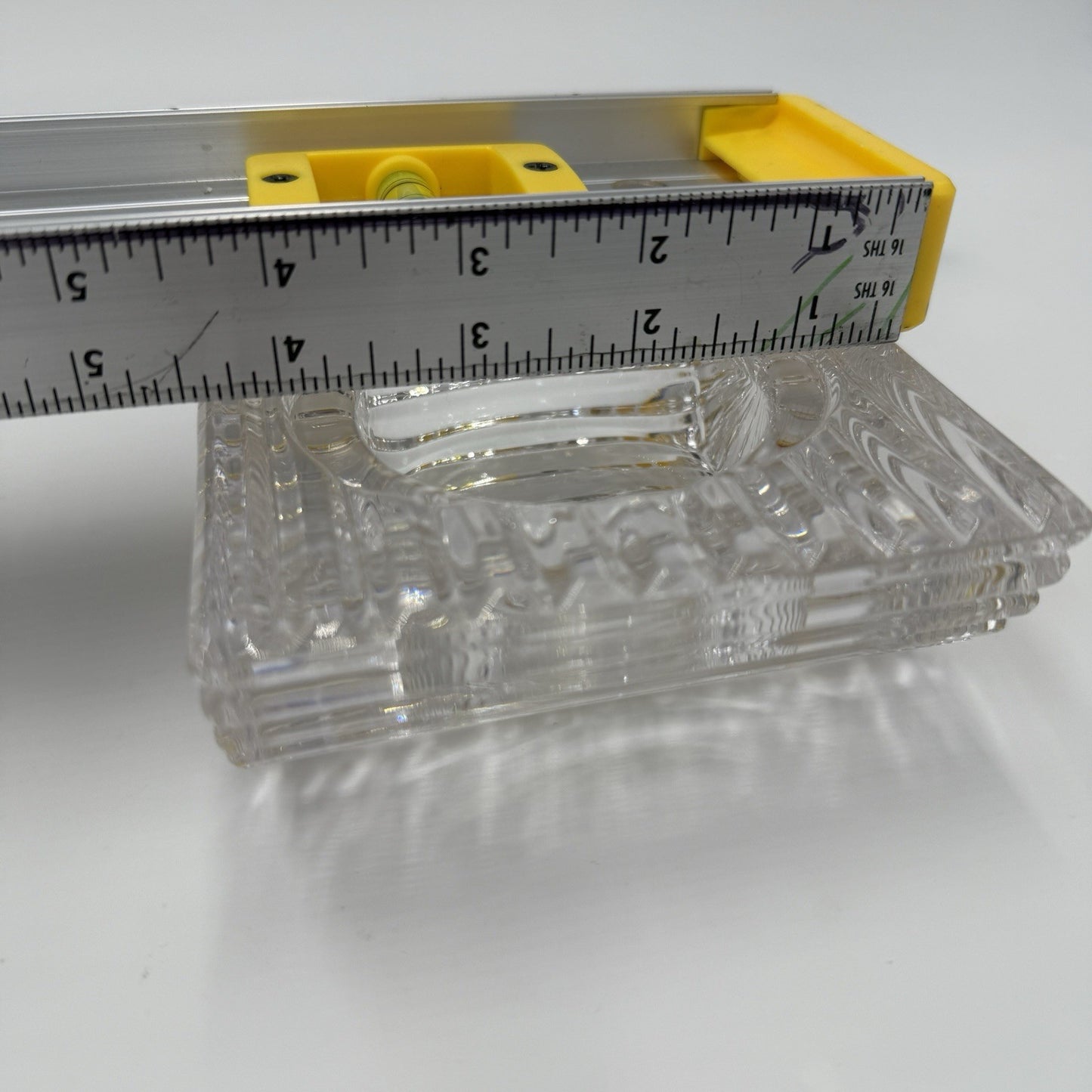 VTG Late 20th Century Art Deco Cut Crystal "Vide Poche" Trinket Bowl, 4.3*4.3*2"