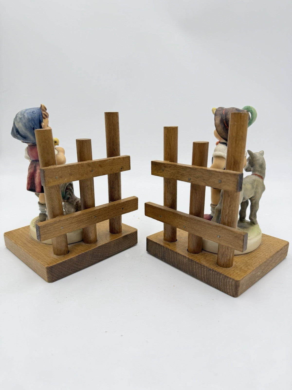 1950 Hummel Goebel Germany Porcelain Painted Shepherd Boy & Girl Bookends