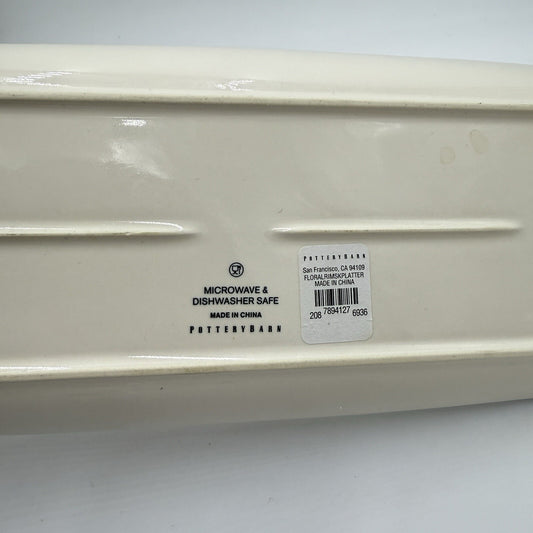 Pottery Barn Rimsk Platter Floral Oval Stoneware Spring