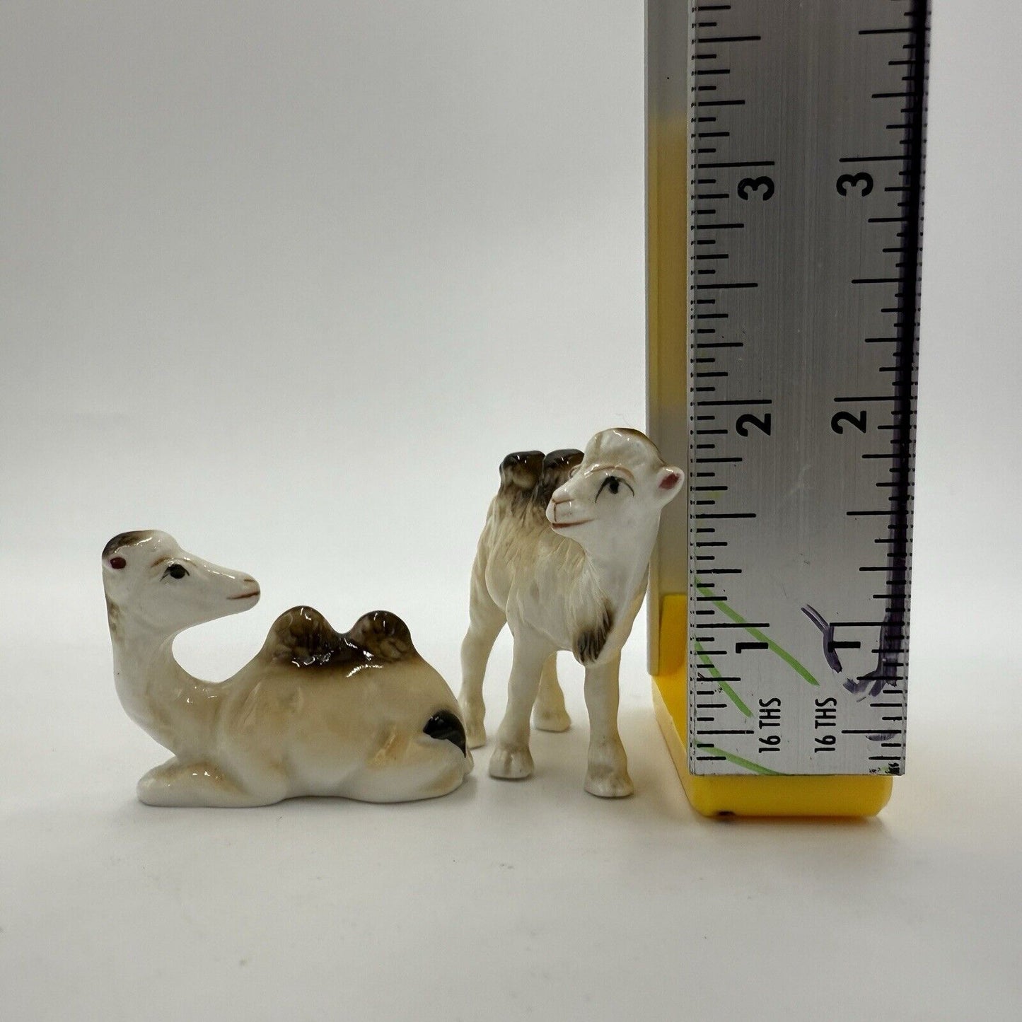 Vintage Japan Bone China Miniature 2 Hump Camels Figurine Pair