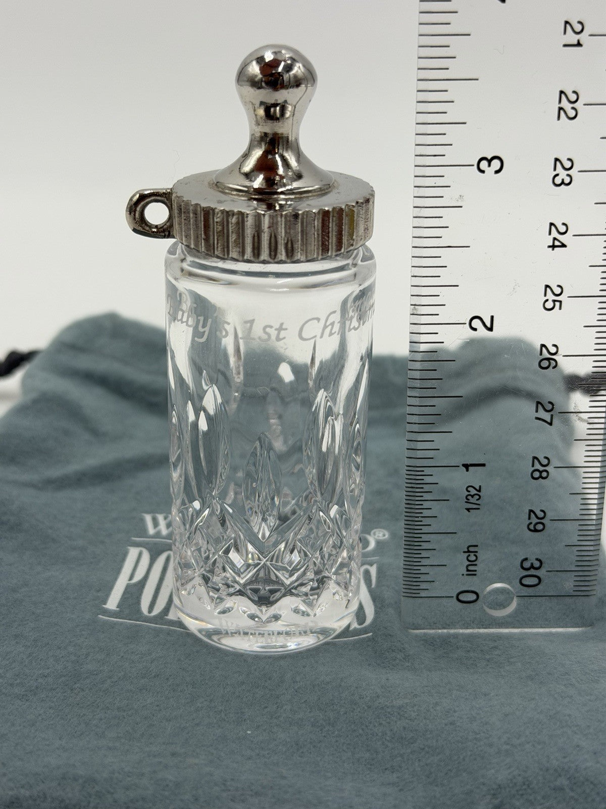 Waterford Crystal Bottle Ornament Baby's 1st Christmas Figurine Clear 3.5”