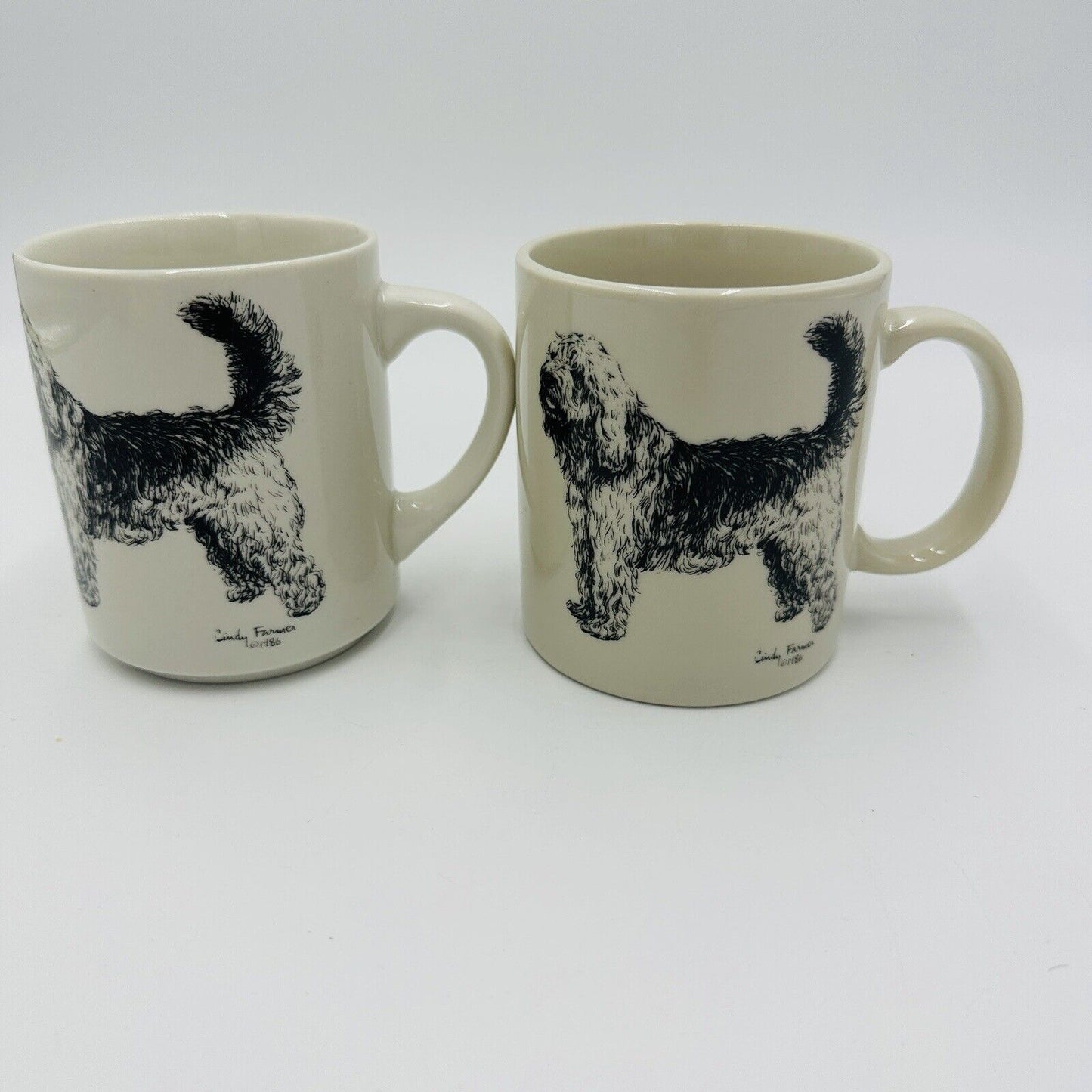 Cindy Farmer Coffee Mug Otterhound Dog Set 2 Serveware Ceramics Vintage