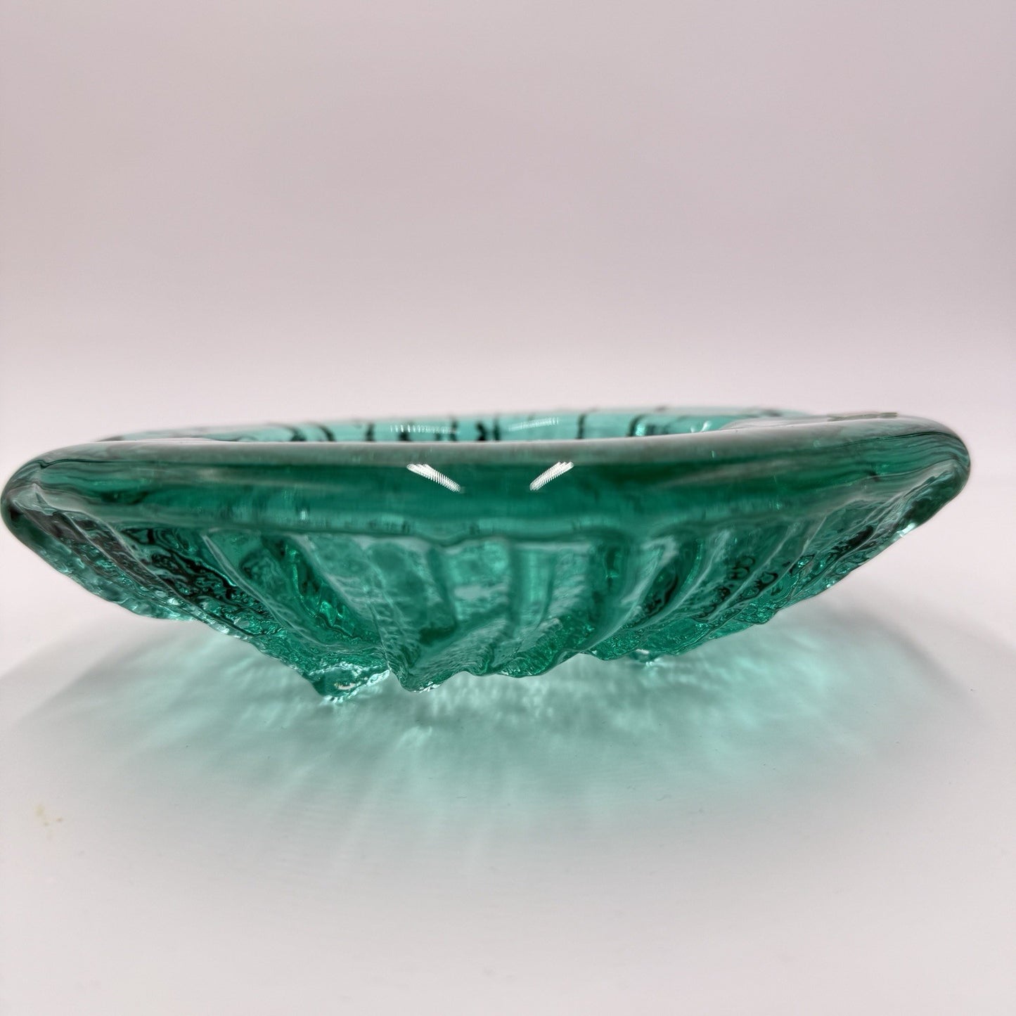 iittala Finland art glass green emerald ashtray footed bowl Rare 2” X 6.5”L X6”w