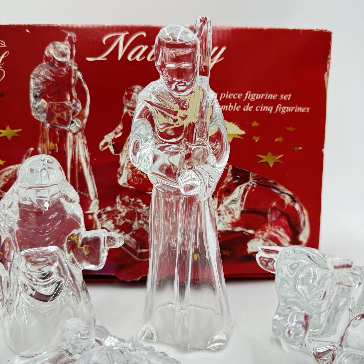 Cristal D'Arques Clear Glass Holiday Christmas France Nativity Scene Figurines 5