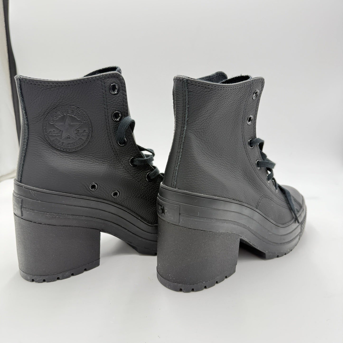 CONVERSE Chuck 70 De Luxe Heel Leather Boots Shoes A06145C Size 9 Women Black