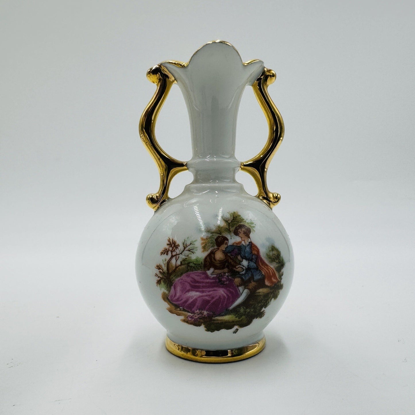 Limoges France Porcelain Miniature Painted Set Mini Vase Urn Bowl