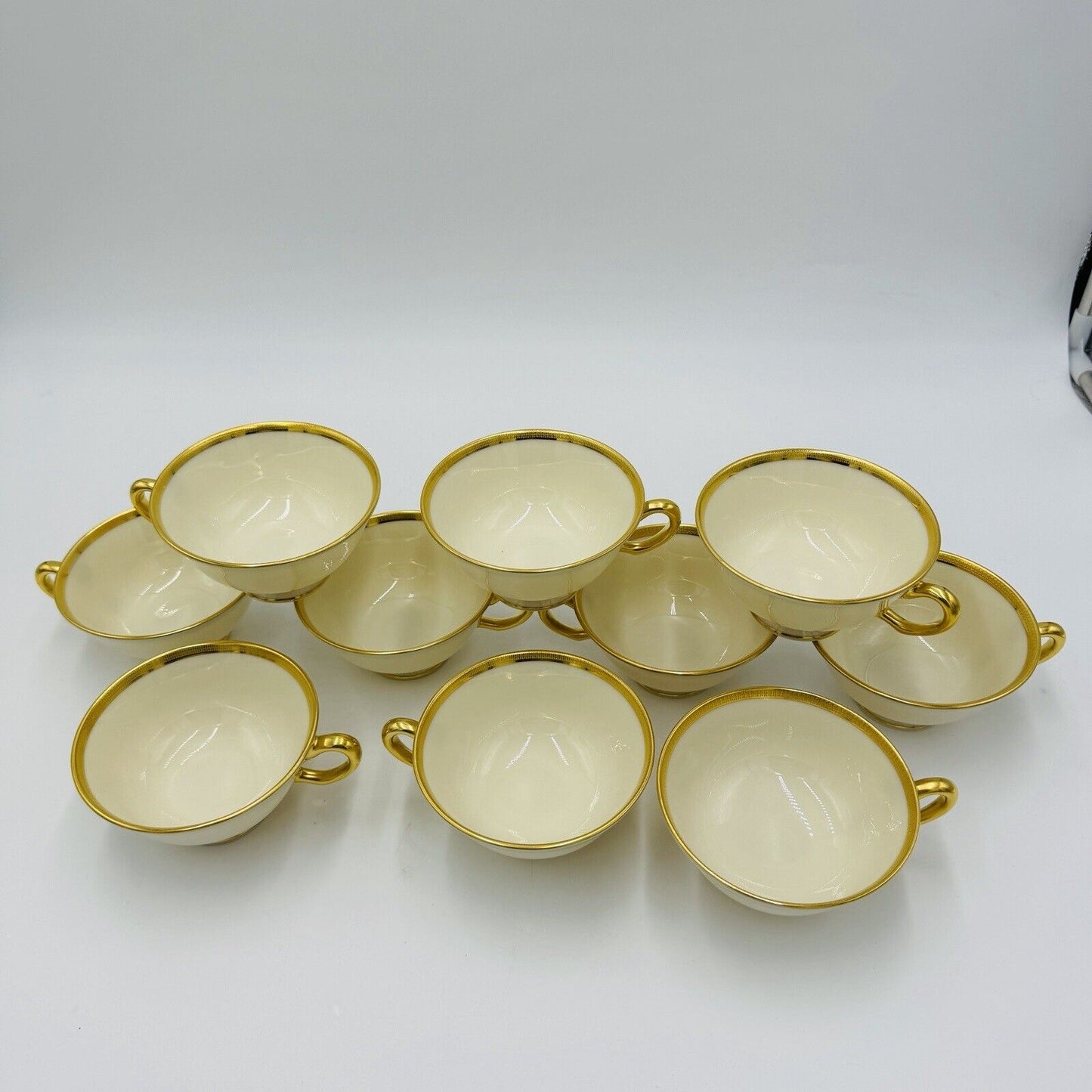 Lenox Tuxedo Gold J-33 Porcelain USA Tea Cups 10 Pieces