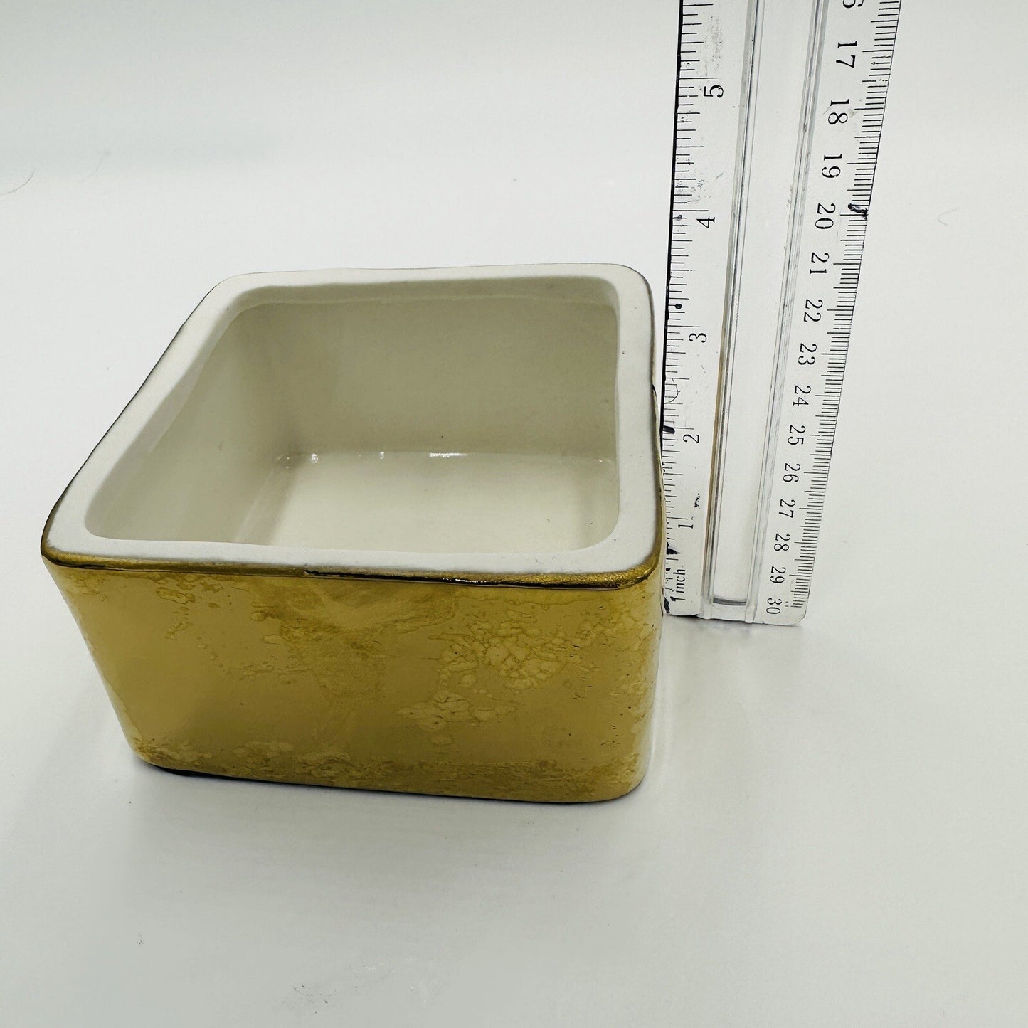 Pottery Barn Box The Emily and Meritt Gold Ceramic Replacement Missing Lid