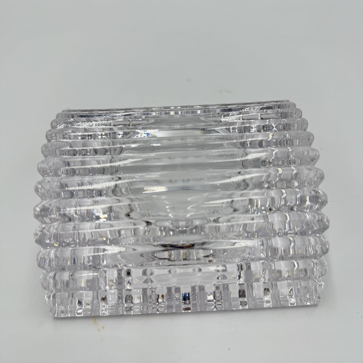 VTG Late 20th Century Art Deco Cut Crystal "Vide Poche" Trinket Bowl, 4.3*4.3*2"