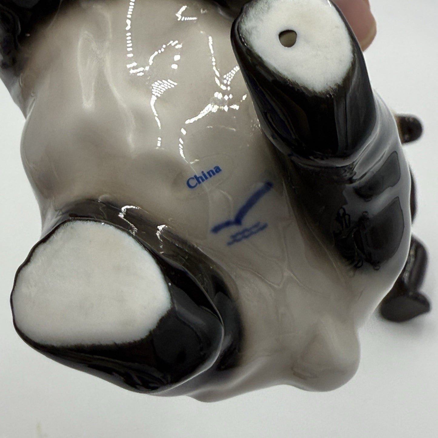 Franz Porcelain Painted Glossy Pair Panda Bears Figurines 4” Set