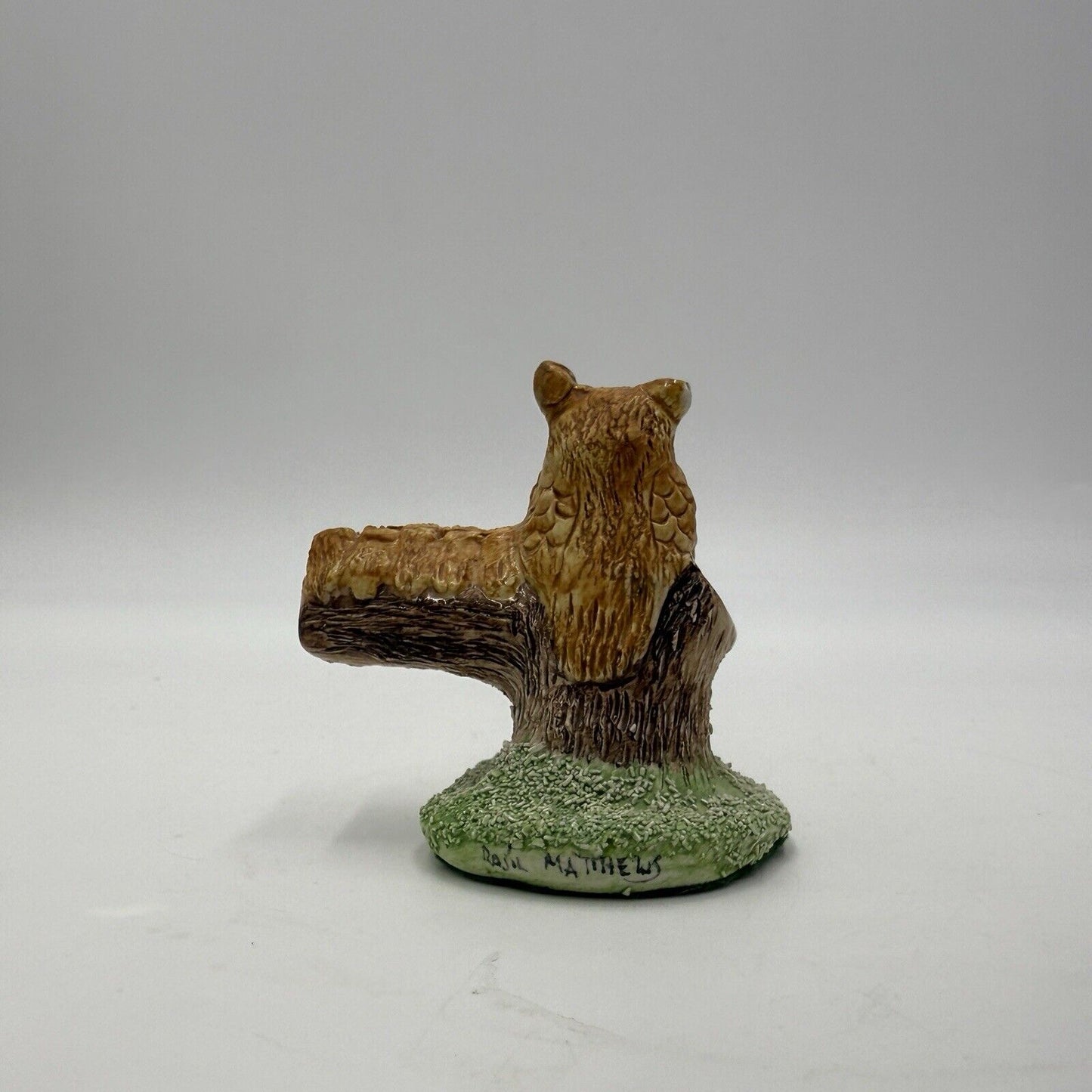 Basil Matthews Owl & Baby Owlets on Branch Signed Vintage England Figurine