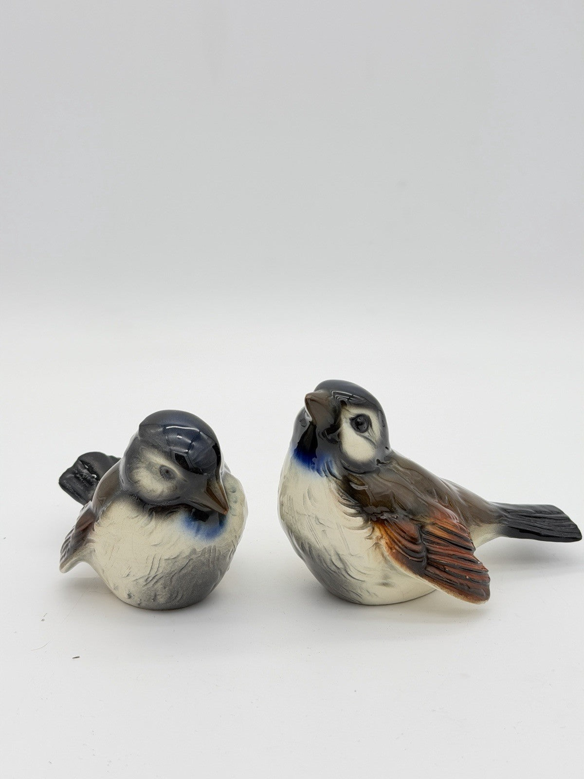 Goebel West Germany Porcelain Sparrow Brown Bird Figurines Set 2 PCs Vintage