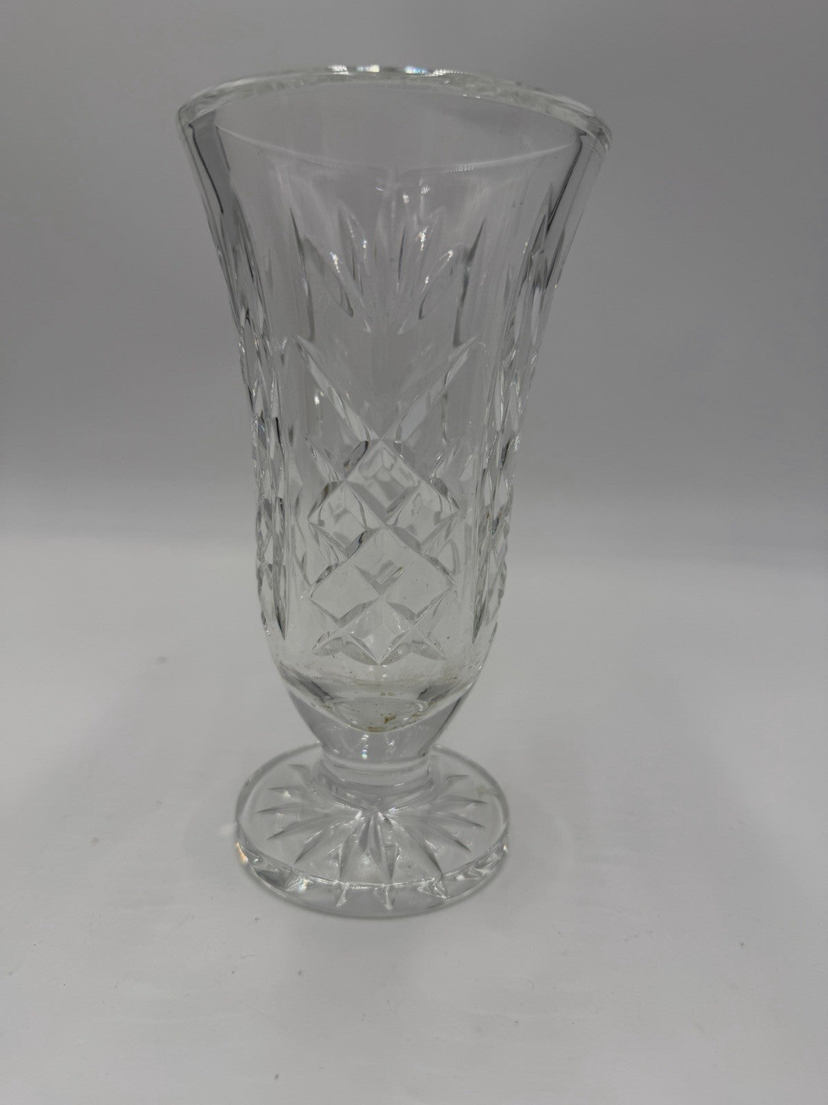 Waterford Ireland Lead Cut Crystal Ashbourne Pattern Footed Vase 6.5”