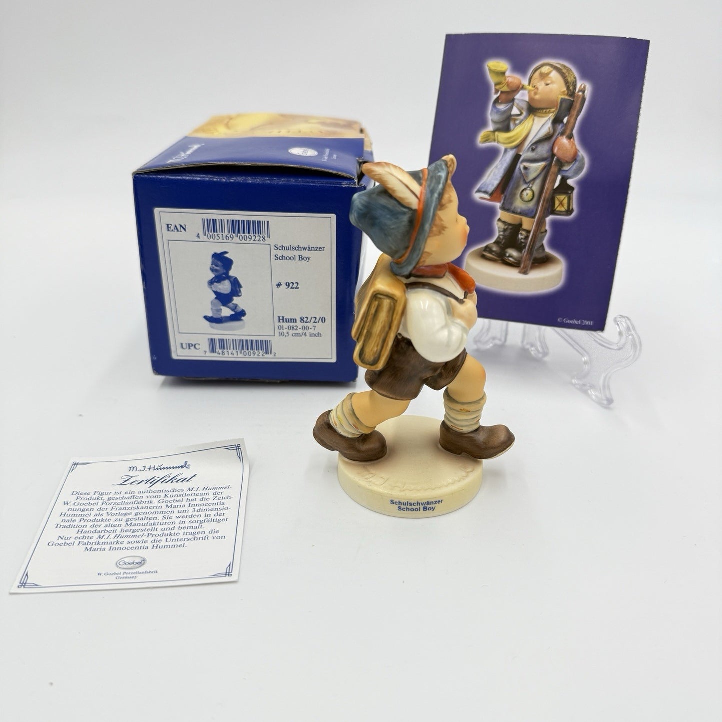 Hummel Goebel "School Boy Porcelain Germany Figurine #822/0 W/box 4” Vintage