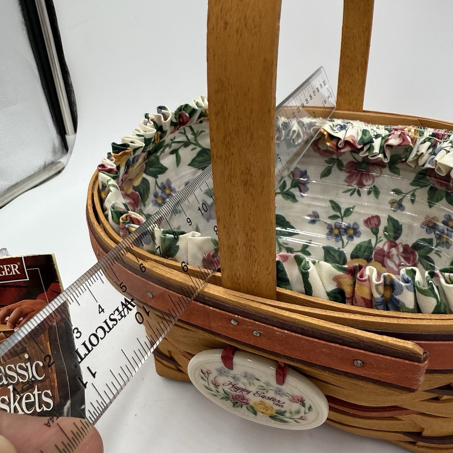 Vintage Longaberger 1995 Easter Basket w/Liner Protector 10”x 9"x6" Woven COA
