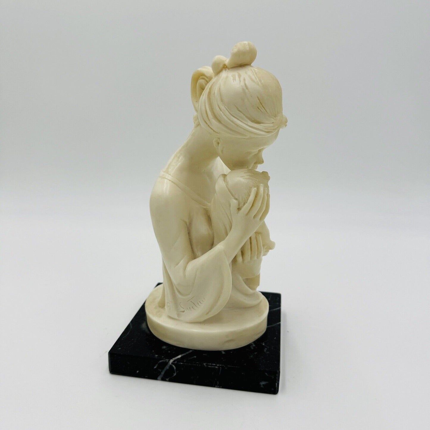 A. Santini Mother & Child Alabaster Sculpture Classic Figurine 7.5” Italy Vtg