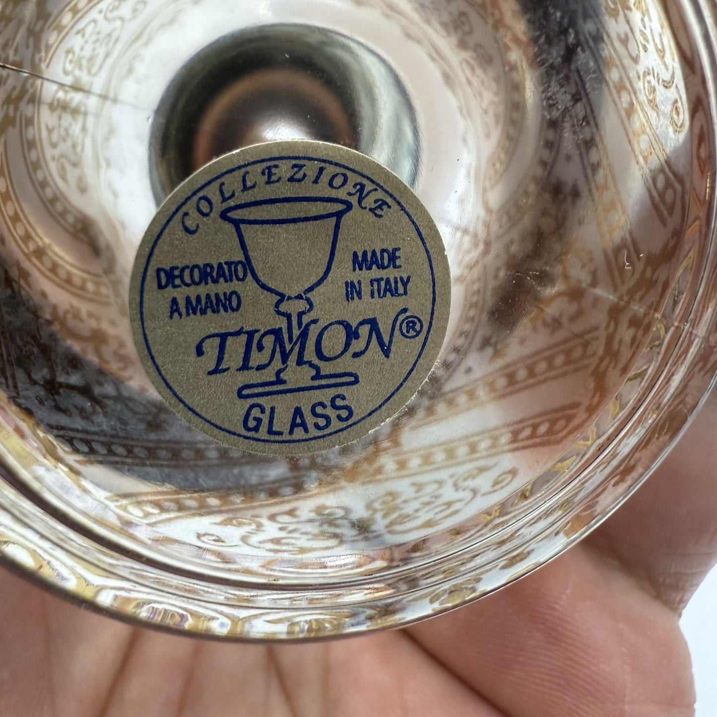 2 Vintage Collezione Timon Art Glass Italian Iridescent Gold Champagne Flutes