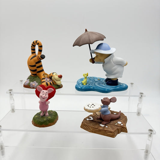 Disney Pooh And Friends Porcelain Figurines Tigger Piglet Pooh Roo Set 5” and 3”