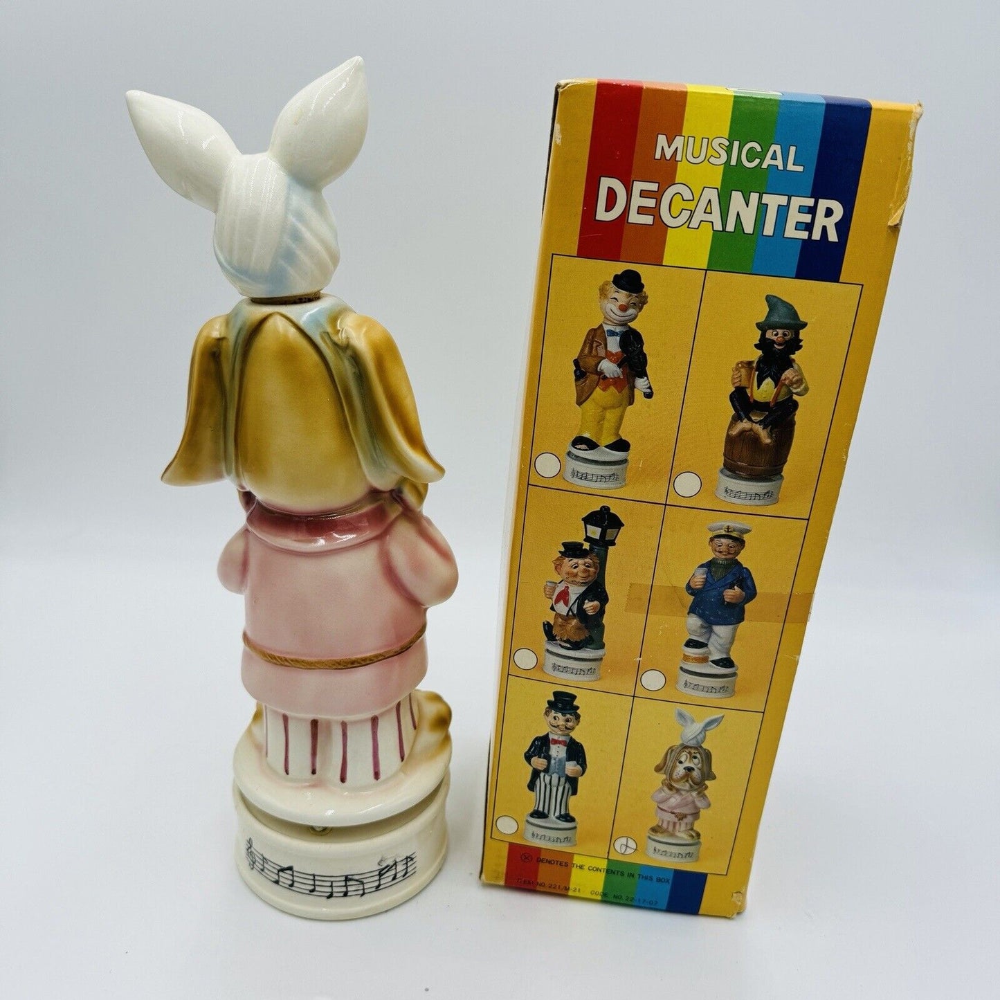 VINTAGE Musical Decanter Sad Hound Dog WORKS Ice Bag Cork Topper NIB 13"
