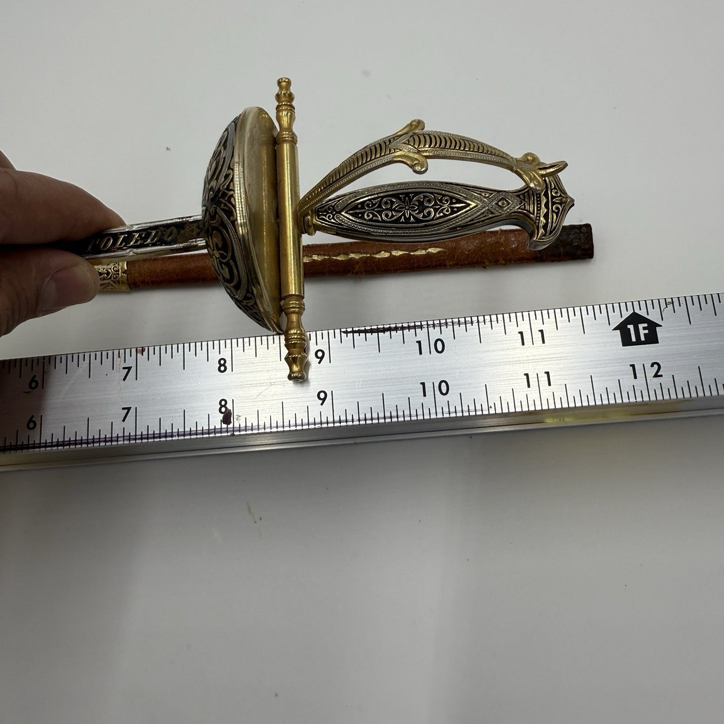 Vtg Spanish Toledo Steel Sword Sabre Letter Opener Paper Knife W/scabbard 12”