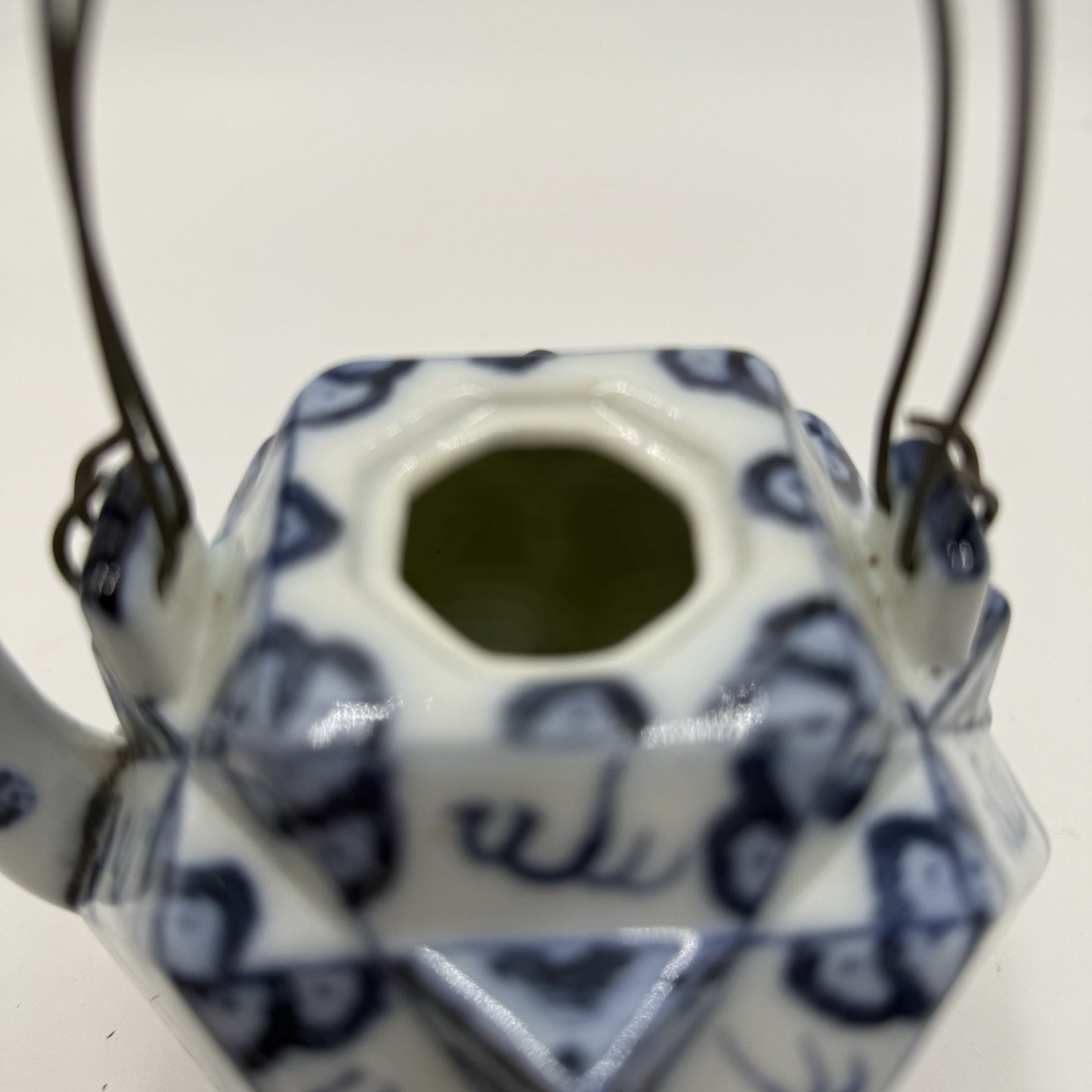 Chinese Glazed Blue And White Porcelain Teapot Painted Dragons Kangxi Mark Small