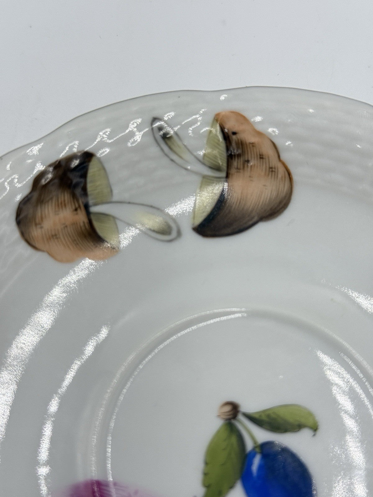 Antique 1930 Herend Hungary Porcelain Market Garden Tea Saucer Hand Painted