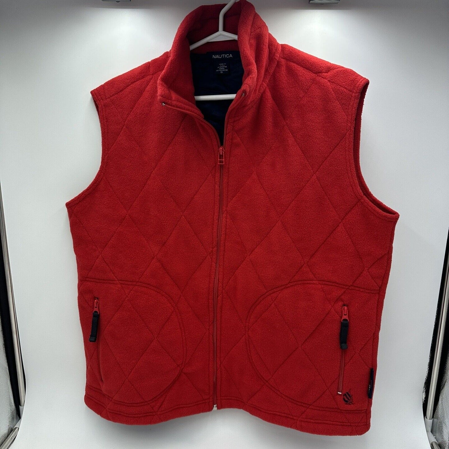 Nautica Nautech Women's Size S Vest Made in USA Regular Fit Fleece Red Quilted