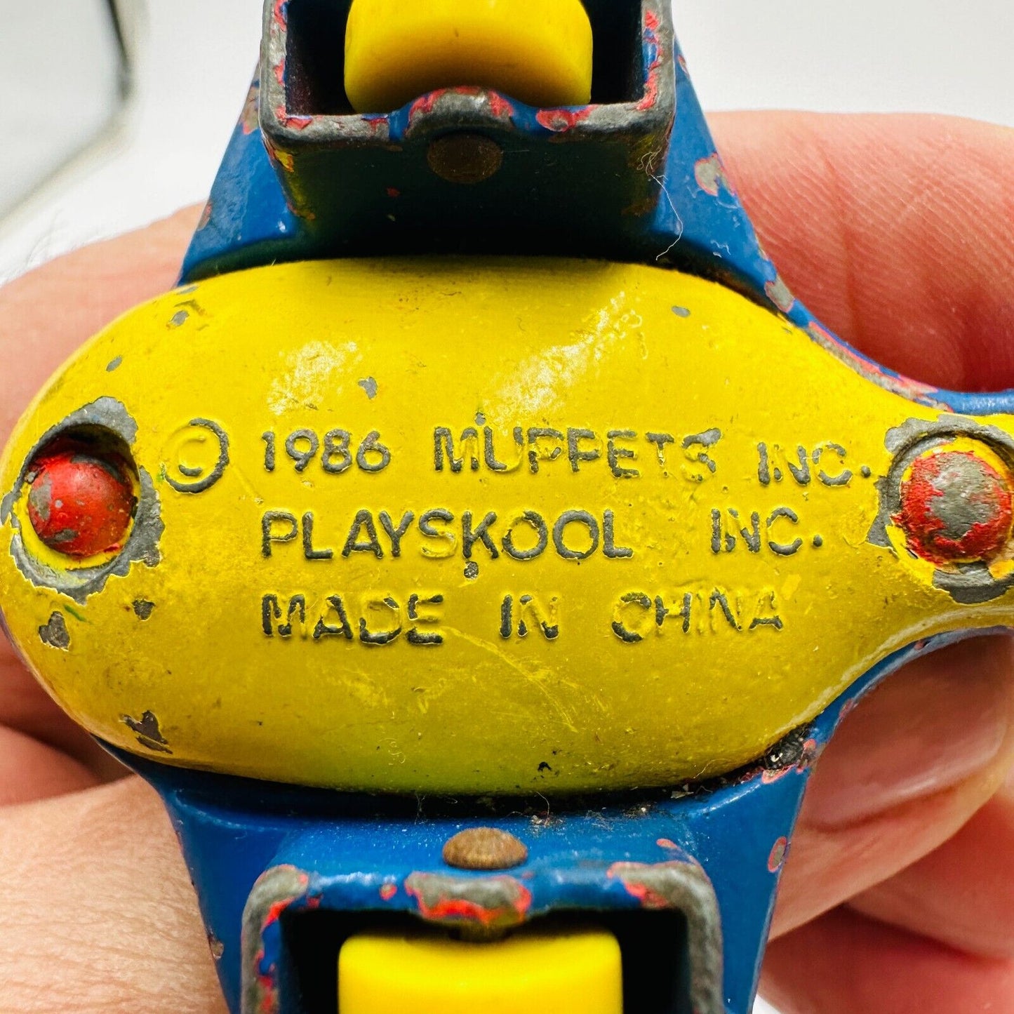 Muppets Diecast Grover Metal Airplane 2.5in Vintage Sesame Street Toy Worn 1986