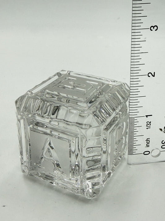 Waterford Crystal Ireland ABC Building Block Paperweight Signed Figurine 2”H