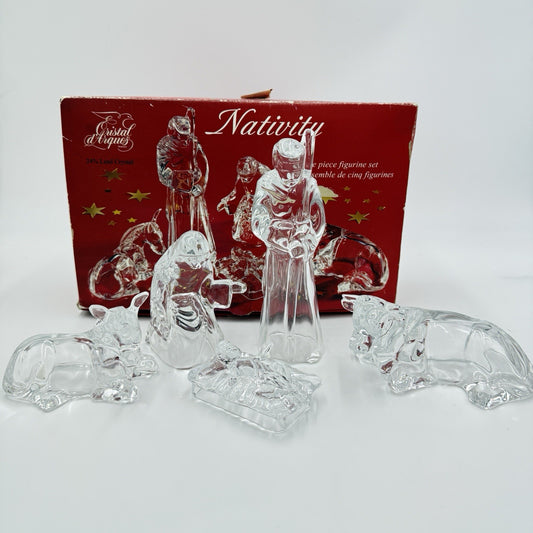 Cristal D'Arques Clear Glass Holiday Christmas France Nativity Scene Figurines 5