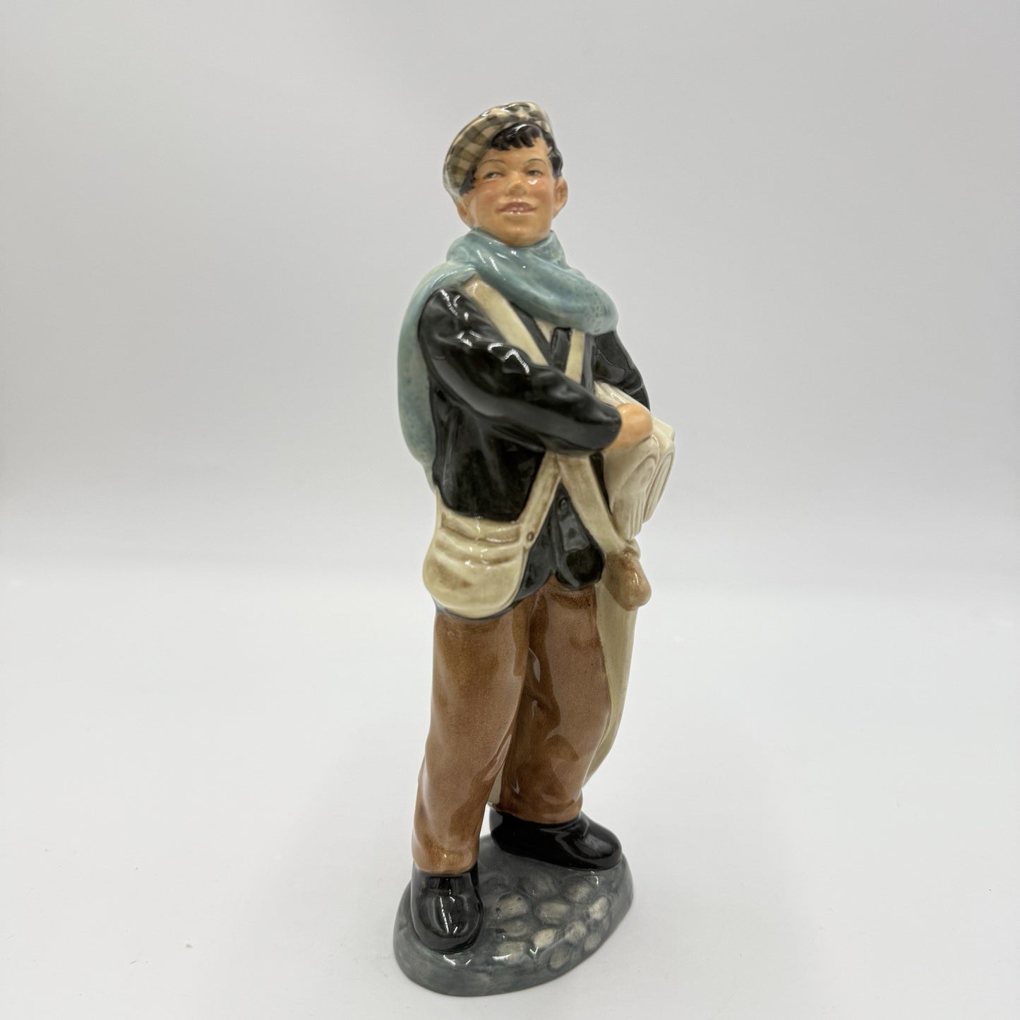 Antique Royal Doulton Newsboy Porcelain England HN 2244 Figurine 1958 Painted 8”