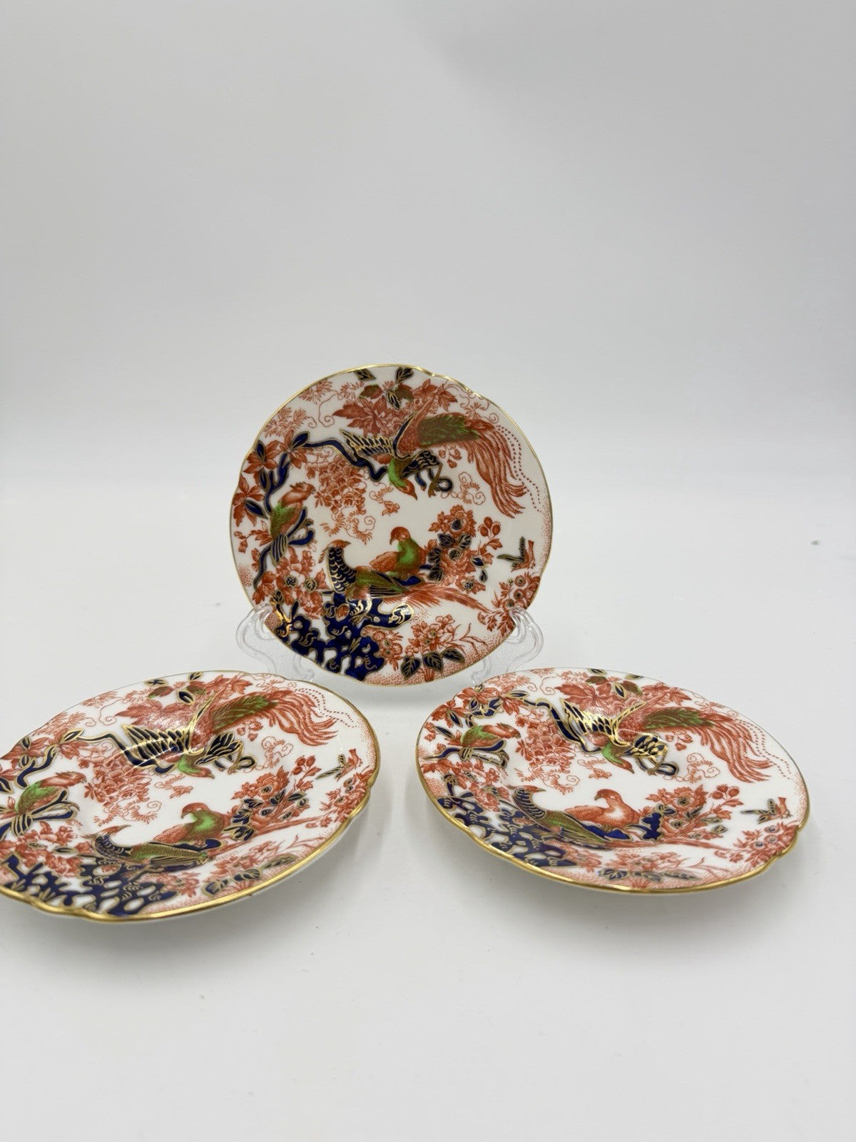 1946 Royal Crown Derby Olde Avesbury Demitasse Saucers Set 3 Porcelain England