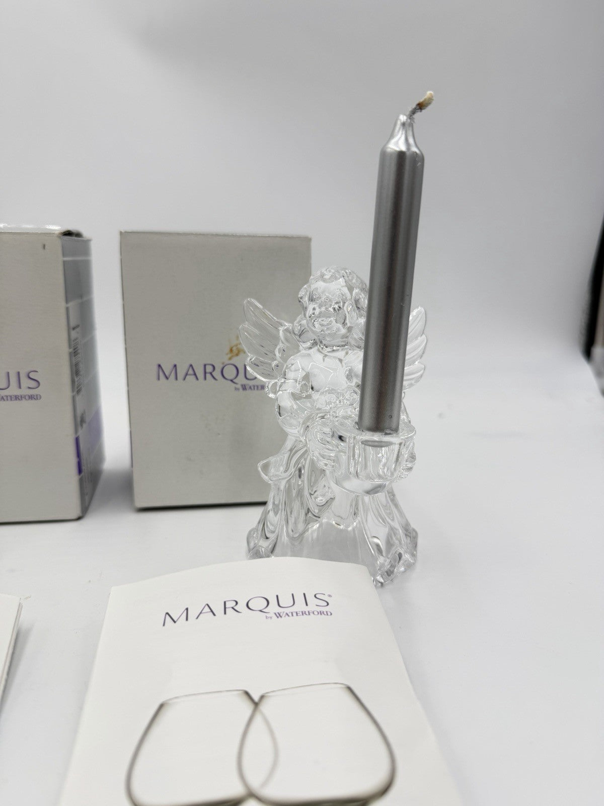 Marquis By Waterford Germany Angels Christmas Candle Holders 4” Set